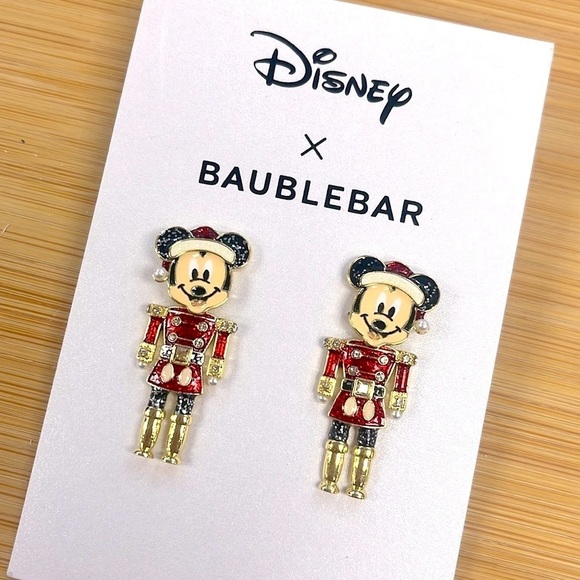 Brand New Disney x BaubleBar Mickey Mouse Christmas Nutcracker Drop Earrings - Picture 3 of 10